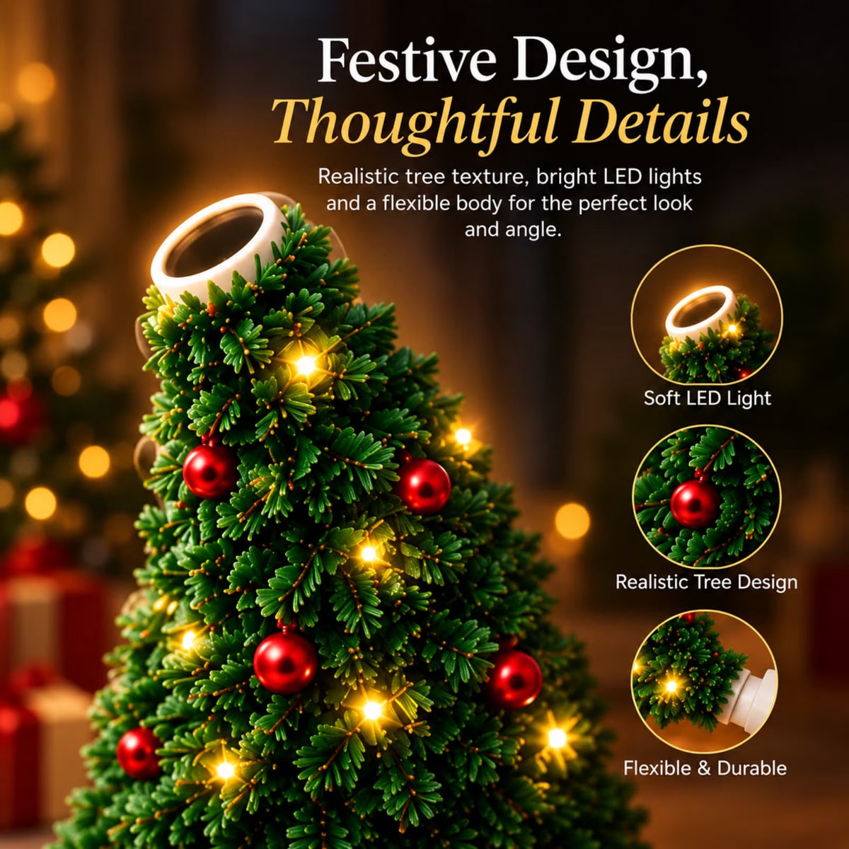 Plug and Play Hd USB Christmas Tree Projector, Christmas Tree Design Plug in Night Light Ceiling Projector Indoor, Night Light Projector for Holiday Party Xmas Gifts
