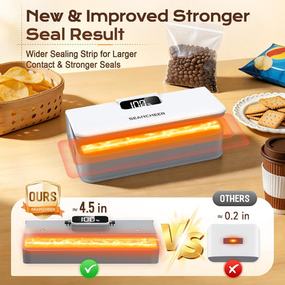 Rechargeable Mini Bag Sealer, 6 Heat Levels with Magnet & Cutter